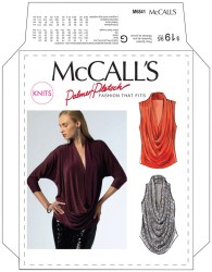 6841 EZ MCCALLS DRAPED COWL TOPS SLEEVES OR NOT KNIT WOVENS PATTERN XS-MD, LG-XXL